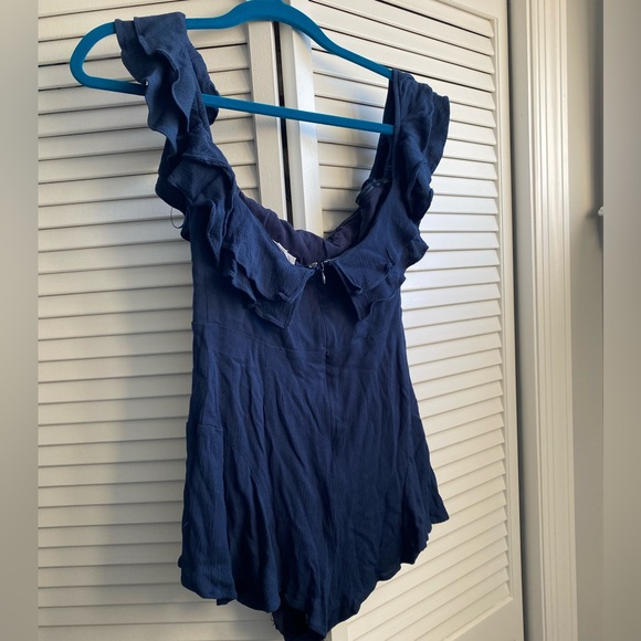 Navy blue adorable romper, on or off shoulder. Cotton Candy LA. - Picture 3 of 7